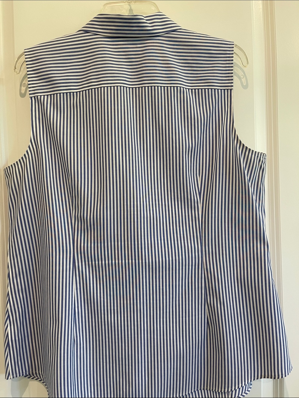 Talbots Blue and White Striped Sleeveless Button-Down Top - Picture 3 of 4